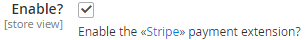The «Stripe» → «Enable?» option.